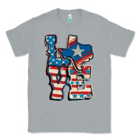 Heather Grey Love Texas  4th of july Classic Tee - CowGirlArtShop