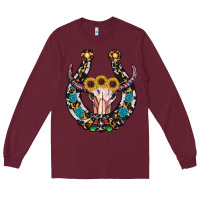Burgundy western horseshoe skull Long Sleeve Tee - RanaPortraitStore