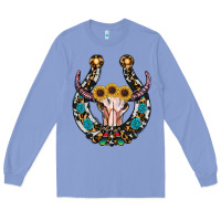 Colony Blue western horseshoe skull Long Sleeve Tee - RanaPortraitStore