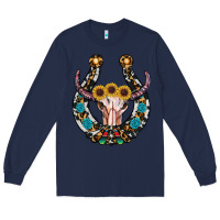 Navy western horseshoe skull Long Sleeve Tee - RanaPortraitStore