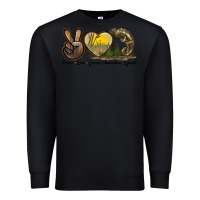 Black Peace Love Green Chameleon Lizard Premium Sweatshirt - LillyAllenDesigns