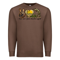 Chestnut Peace Love Green Chameleon Lizard Premium Sweatshirt - LillyAllenDesigns