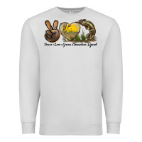 Dove Grey Peace Love Green Chameleon Lizard Premium Sweatshirt - LillyAllenDesigns