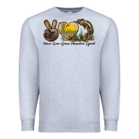 Heather Grey Peace Love Green Chameleon Lizard Premium Sweatshirt - LillyAllenDesigns