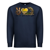 Navy Peace Love Green Chameleon Lizard Premium Sweatshirt - LillyAllenDesigns