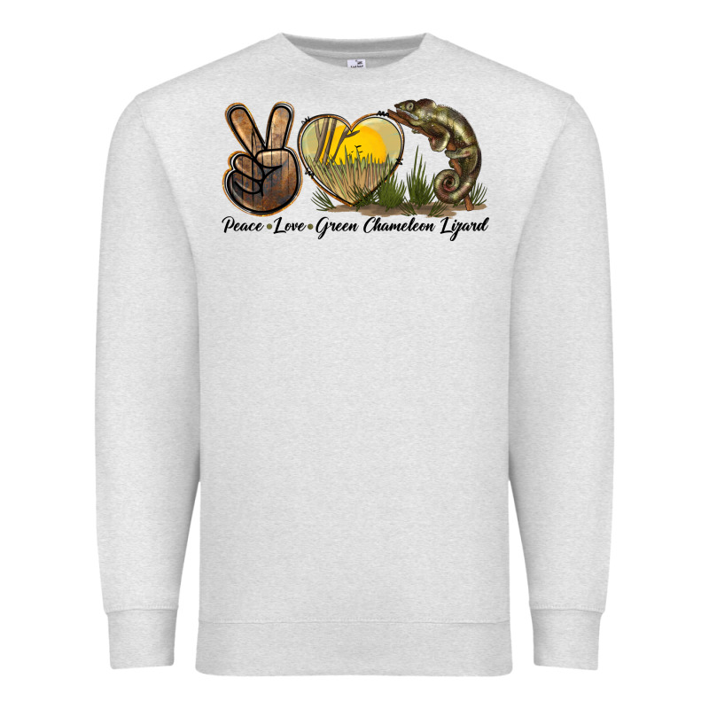 Peace Love Green Chameleon Lizard Premium Sweatshirt by LillyAllenDesigns | Teevron