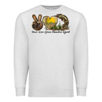 Oatmeal Heather Peace Love Green Chameleon Lizard Premium Sweatshirt - LillyAllenDesigns
