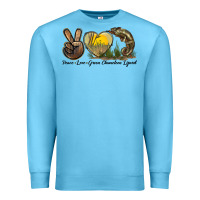 Ocean Blue Peace Love Green Chameleon Lizard Premium Sweatshirt - LillyAllenDesigns