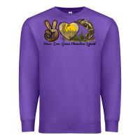 Purple Peace Love Green Chameleon Lizard Premium Sweatshirt - LillyAllenDesigns