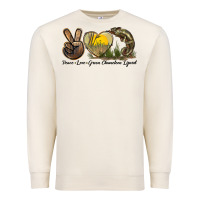 Sandshell Peace Love Green Chameleon Lizard Premium Sweatshirt - LillyAllenDesigns