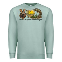 Seafoam Peace Love Green Chameleon Lizard Premium Sweatshirt - LillyAllenDesigns