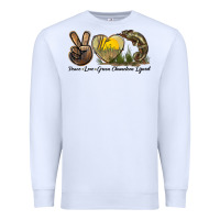 White Peace Love Green Chameleon Lizard Premium Sweatshirt - LillyAllenDesigns