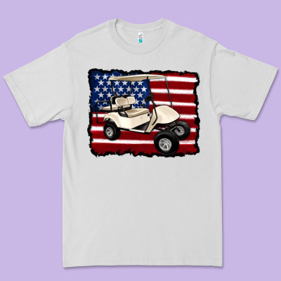 Golf Cart American Flag Premium Tee Designed By Artiststas