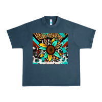 Midnight Navy turquoise gemstone sunflower Urban Heavy Tee - Zillion Design Studio