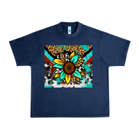 Navy turquoise gemstone sunflower Urban Heavy Tee - Zillion Design Studio