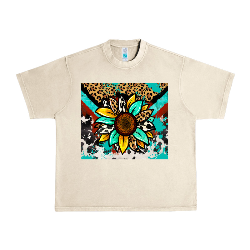 Turquoise Gemstone Sunflower Urban Heavy Tee by Zillion Design Studio | Teevron