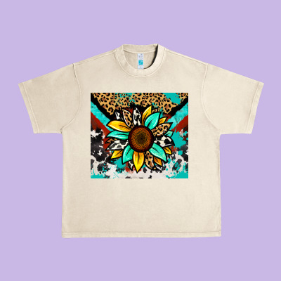 Urban Heavy Tee turquoise gemstone sunflower