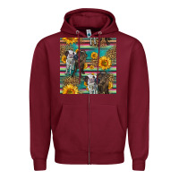Burgundy two cute heifers seamless pattern Zipper Hoodie - HRA Design Shop