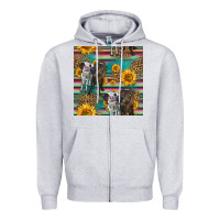 Heather Grey two cute heifers seamless pattern Zipper Hoodie - HRA Design Shop