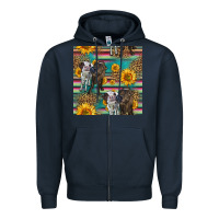 Navy two cute heifers seamless pattern Zipper Hoodie - HRA Design Shop