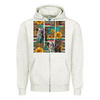 Oatmeal Heather two cute heifers seamless pattern Zipper Hoodie - HRA Design Shop