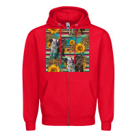 Red two cute heifers seamless pattern Zipper Hoodie - HRA Design Shop