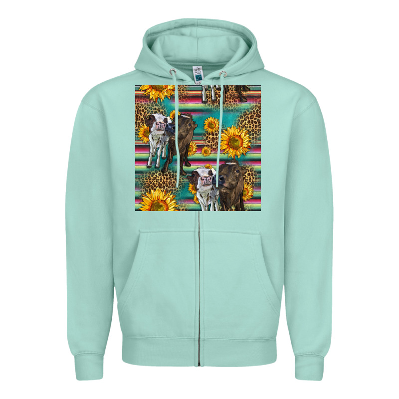 Two Cute Heifers Seamless Pattern Zipper Hoodie by HRA Design Shop | Teevron
