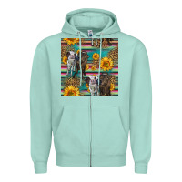 Seafoam two cute heifers seamless pattern Zipper Hoodie - HRA Design Shop