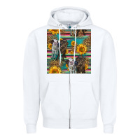 White two cute heifers seamless pattern Zipper Hoodie - HRA Design Shop