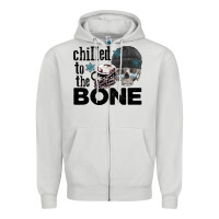 Dove Grey Chilled to the bone skull winter Zipper Hoodie - FaDigitalArtStudio