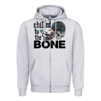 Heather Grey Chilled to the bone skull winter Zipper Hoodie - FaDigitalArtStudio