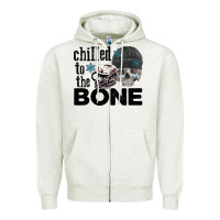 Oatmeal Heather Chilled to the bone skull winter Zipper Hoodie - FaDigitalArtStudio