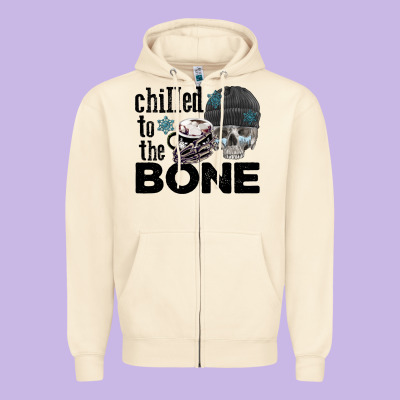 Chilled To The Bone Skull Winter Zipper Hoodie Designed By Fadigitalartstudio