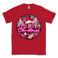 Red pink merry christmas Classic Tee - FaDigitalArtStudio