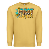 Antique Gold but first jesus Premium Sweatshirt - NancyCooperArtShop