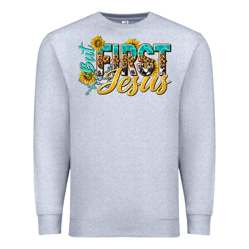 But First Jesus Premium Sweatshirt by NancyCooperArtShop | Teevron