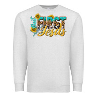 Oatmeal Heather but first jesus Premium Sweatshirt - NancyCooperArtShop