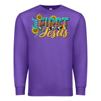 Purple but first jesus Premium Sweatshirt - NancyCooperArtShop