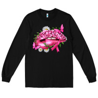 Black Breast Cancer with Ribbon Pink Lips Long Sleeve Tee - texasbilliewilder