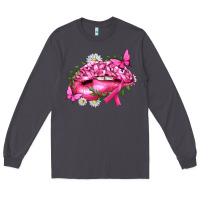 Smoke Breast Cancer with Ribbon Pink Lips Long Sleeve Tee - texasbilliewilder