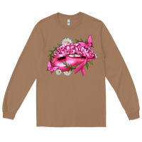 Breast Cancer With Ribbon Pink Lips Long Sleeve Tee | Teevron