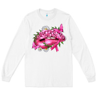 White Breast Cancer with Ribbon Pink Lips Long Sleeve Tee - texasbilliewilder