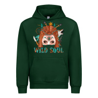 Forest Green Western İndian Wild Soul With Braid Hair Woman Urban Hoodie - BundleAndBundleShop