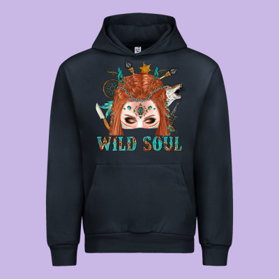 Western İndian Wild Soul With Braid Hair Woman Urban Hoodie Designed By Bundleandbundleshop