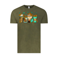 Vintage Olive sunflowers coffee cups Vintage Tee - Zillion Design Studio