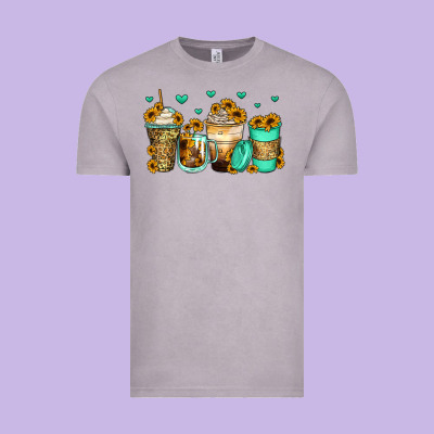 Sunflowers Coffee Cups Vintage Tee Designed By Zillion Design Studio