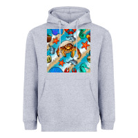 Heather Grey sea animals Heavyweight Hoodie - BundleAndBundleShop