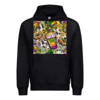 Black Mardi Gras coffee cups and donut with cowhide Urban Hoodie - BundleAndBundleShop