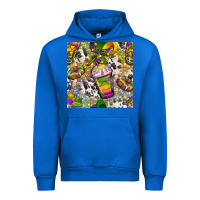 Cobalt Mardi Gras coffee cups and donut with cowhide Urban Hoodie - BundleAndBundleShop