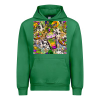 Emerald Mardi Gras coffee cups and donut with cowhide Urban Hoodie - BundleAndBundleShop